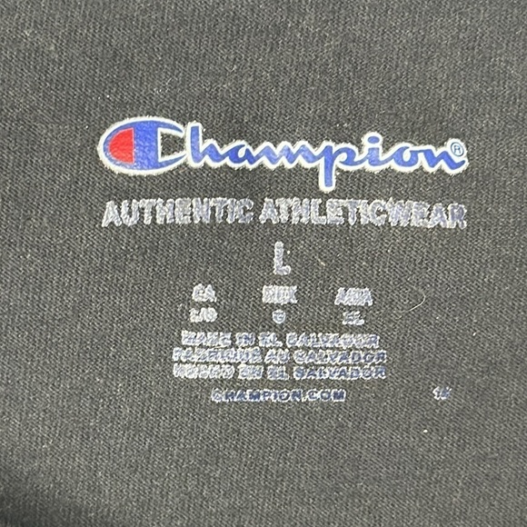 Champion Men's Fitted L Short Sleeve Crew Tee Shirt Black 100% Cotton - Picture 6 of 11